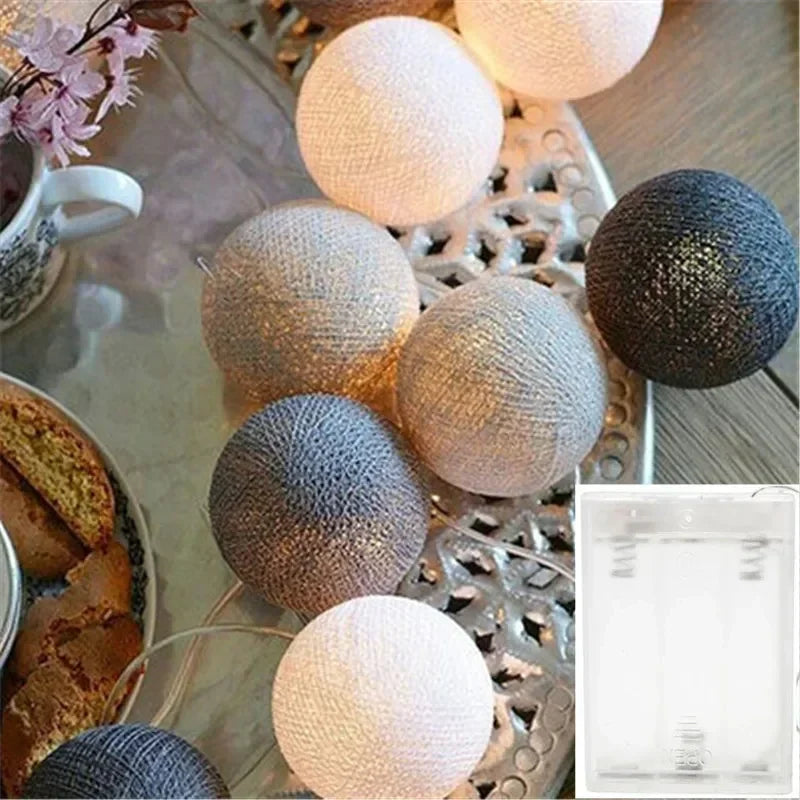 6M 40 LED Cotton Garland Balls Lights String Christmas Easter Outdoor Hanging Party Baby Kids Room Bed Fairy Lights Decorations
