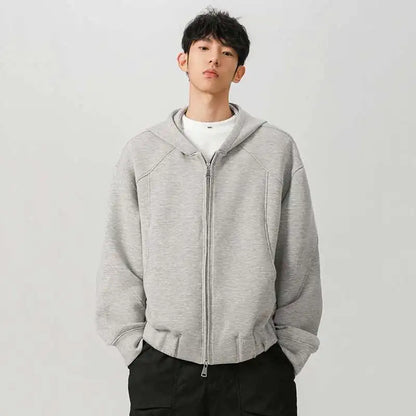 IEFB New Spring Men's Hoodies Hooded Zipper Structure Solid Color Loose Short Menswear Tops Casual Male Sweatshirts New 9W590