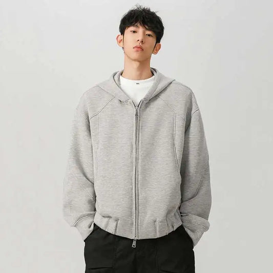 IEFB New Spring Men's Hoodies Hooded Zipper Structure Solid Color Loose Short Menswear Tops Casual Male Sweatshirts New 9W590