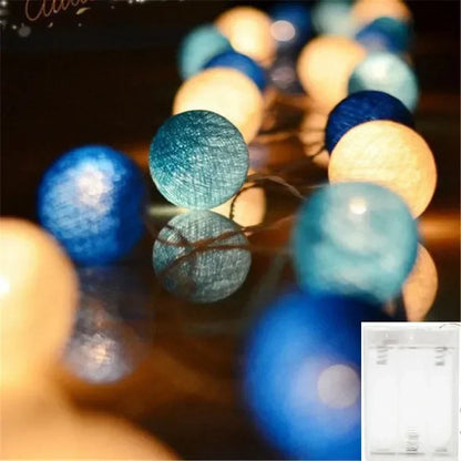 6M 40 LED Cotton Garland Balls Lights String Christmas Easter Outdoor Hanging Party Baby Kids Room Bed Fairy Lights Decorations