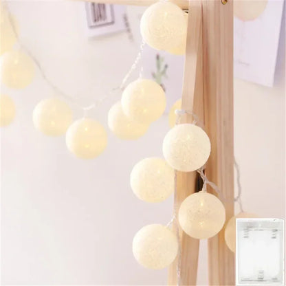 6M 40 LED Cotton Garland Balls Lights String Christmas Easter Outdoor Hanging Party Baby Kids Room Bed Fairy Lights Decorations