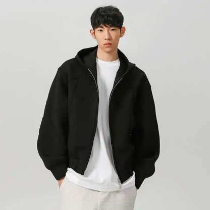 IEFB New Spring Men's Hoodies Hooded Zipper Structure Solid Color Loose Short Menswear Tops Casual Male Sweatshirts New 9W590