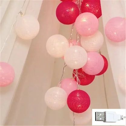 6M 40 LED Cotton Garland Balls Lights String Christmas Easter Outdoor Hanging Party Baby Kids Room Bed Fairy Lights Decorations