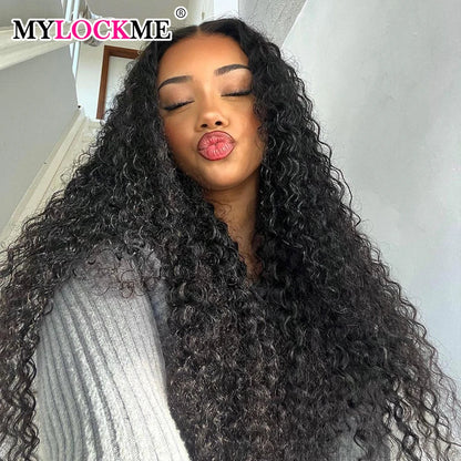 Deep Wave Human Hair Lace Frontal Wig Transparent 13x4 Water Wave Lace Frontal Human Hair Wigs For Black Women 4x4 Lace Wig 200%