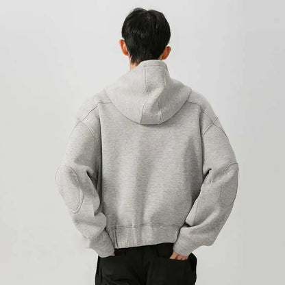 IEFB New Spring Men's Hoodies Hooded Zipper Structure Solid Color Loose Short Menswear Tops Casual Male Sweatshirts New 9W590