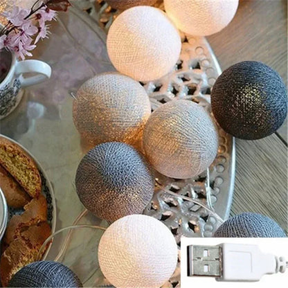 6M 40 LED Cotton Garland Balls Lights String Christmas Easter Outdoor Hanging Party Baby Kids Room Bed Fairy Lights Decorations